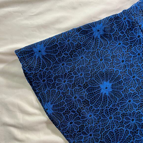 Blue Lace Overlay Blouse Plus Size 5X Office Career Work - Picture 4 of 9